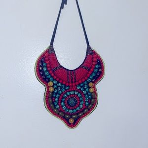 TIBETAN Beaded Bib Collar Necklace, turquoise coral, boho, gypsy, tribal, ethnic